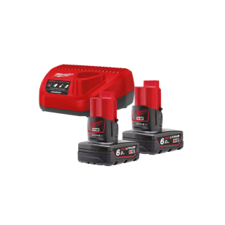 BATTERIA ENERGY KIT M12 NRG-602 2 batterie 6Ah+ carica 'MILWAUKEE'