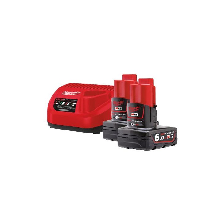 BATTERIA ENERGY KIT M12 NRG-602 2 batterie 6Ah+ carica 'MILWAUKEE'