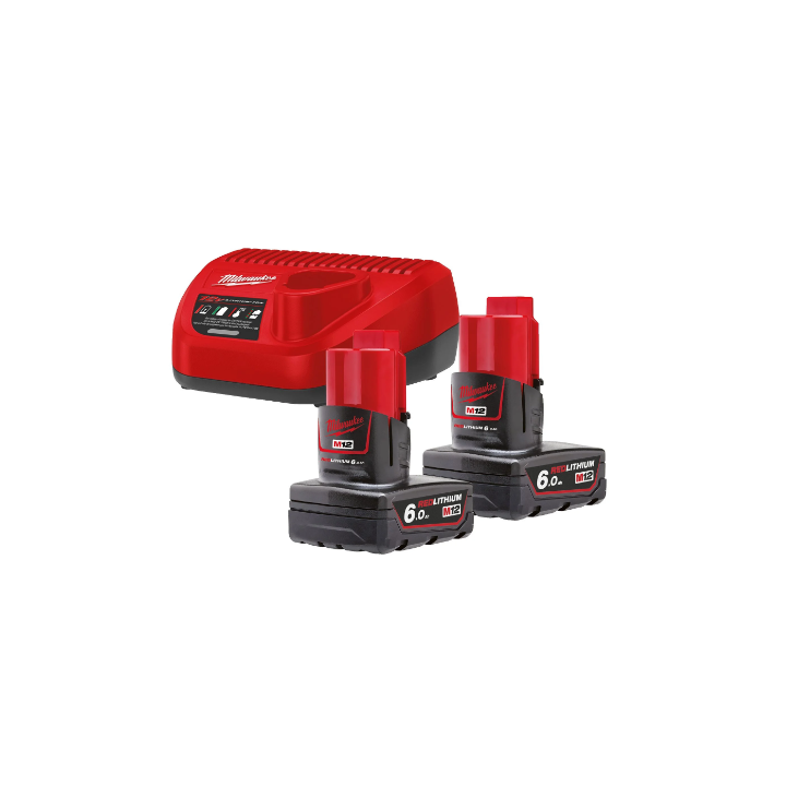 BATTERIA ENERGY KIT M12 NRG-602 2 batterie 6Ah+ carica 'MILWAUKEE'