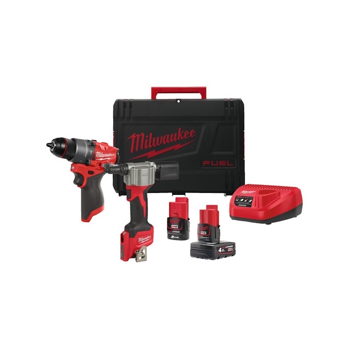 RIVETTATRICE BATTERIA KIT M12 FPP2D2-422X+ FPD2 AVVITATORE 'MILWAUKEE'